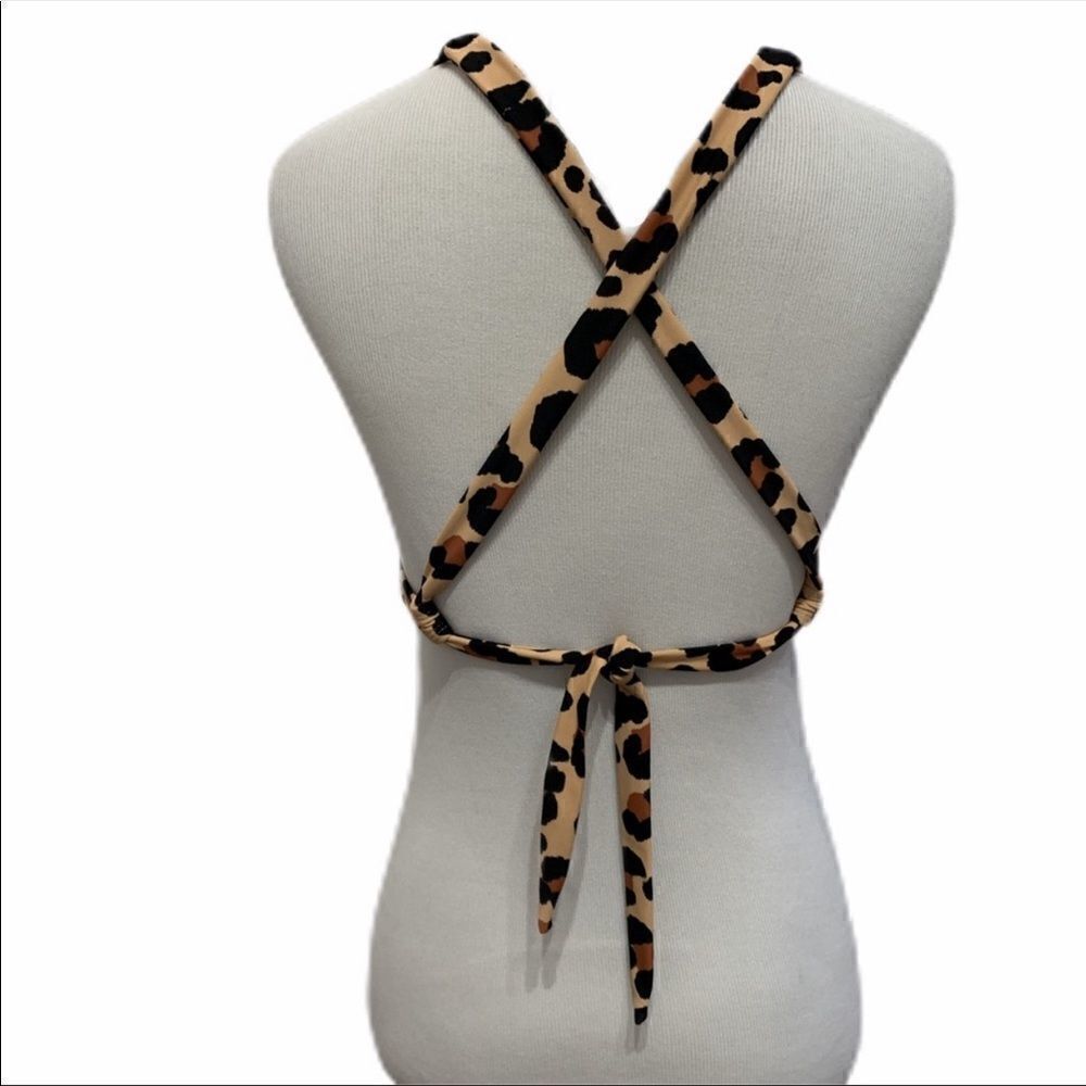 Xhilaration Leopard Tie Back Triangle Bikini Top - Picture 6 of 8